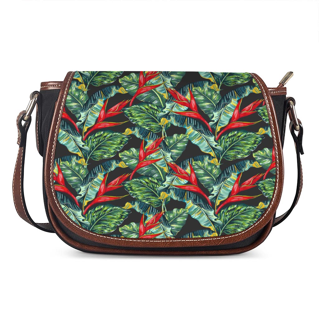 Banana Leaf Hawaiian Pattern Print Saddle Bag