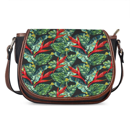 Banana Leaf Hawaiian Pattern Print Saddle Bag