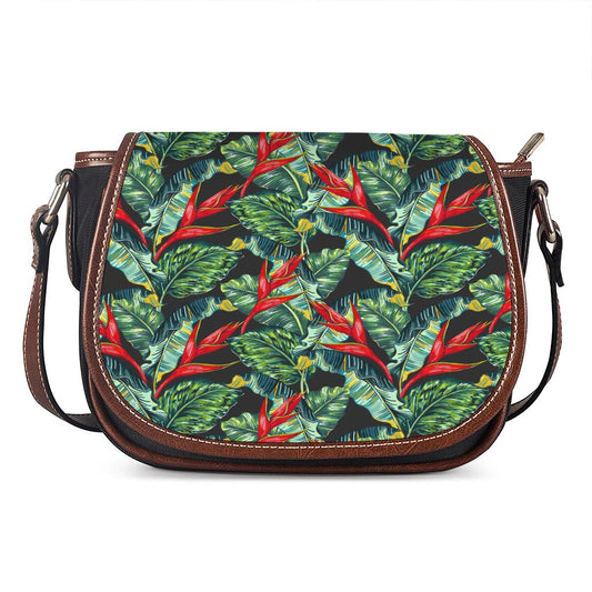 Banana Leaf Hawaiian Pattern Print Saddle Bag