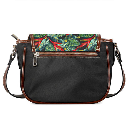 Banana Leaf Hawaiian Pattern Print Saddle Bag