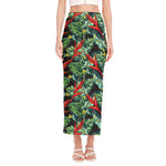Banana Leaf Hawaiian Pattern Print Side Slit Maxi Skirt
