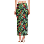 Banana Leaf Hawaiian Pattern Print Side Slit Maxi Skirt