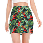 Banana Leaf Hawaiian Pattern Print Side Slit Mini Skirt