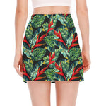 Banana Leaf Hawaiian Pattern Print Side Slit Mini Skirt