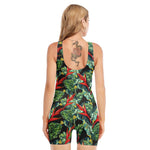 Banana Leaf Hawaiian Pattern Print Sleeveless One Piece Swimsuit