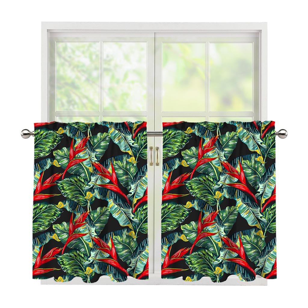 Banana Leaf Hawaiian Pattern Print Tier Curtains
