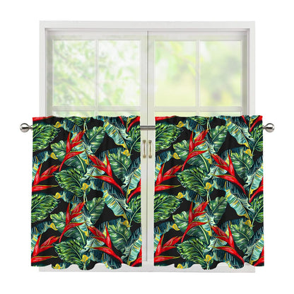 Banana Leaf Hawaiian Pattern Print Tier Curtains
