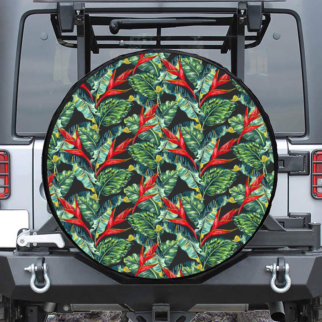 Banana Leaf Hawaiian Pattern Print Tire Cover