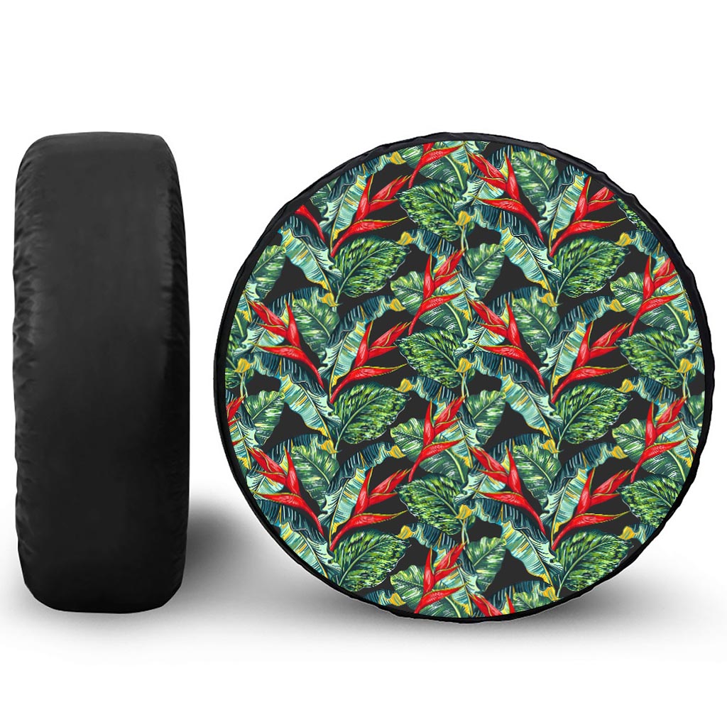 Banana Leaf Hawaiian Pattern Print Tire Cover