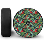 Banana Leaf Hawaiian Pattern Print Tire Cover With Camera Hole