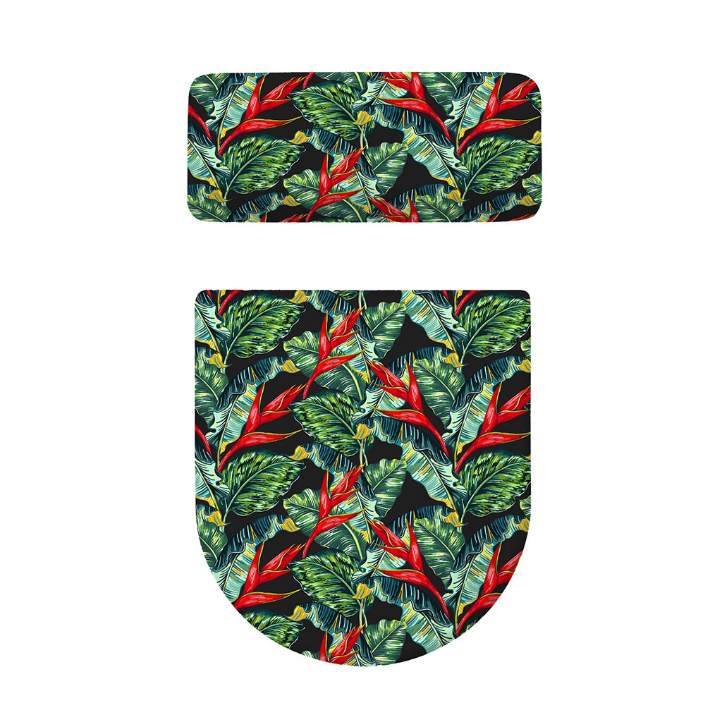 Banana Leaf Hawaiian Pattern Print Toilet Lid And Tank Cover Set
