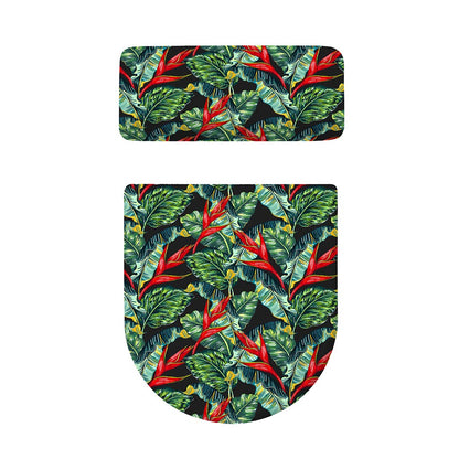 Banana Leaf Hawaiian Pattern Print Toilet Lid And Tank Cover Set