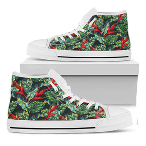 Banana Leaf Hawaiian Pattern Print White High Top Sneakers