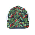 Banana Leaf Hawaiian Pattern Print White Mesh Trucker Hat