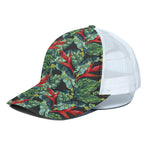 Banana Leaf Hawaiian Pattern Print White Mesh Trucker Cap