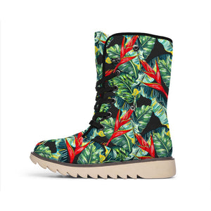 Banana Leaf Hawaiian Pattern Print Winter Boots