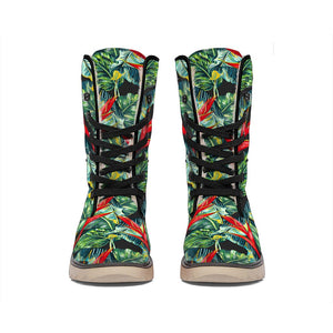 Banana Leaf Hawaiian Pattern Print Winter Boots