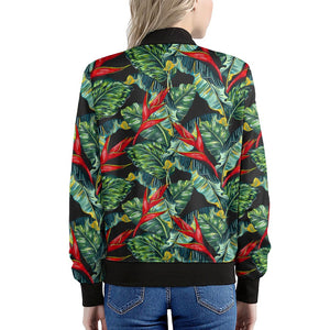 Banana Leaf Hawaiian Pattern Print Women's Bomber Jacket