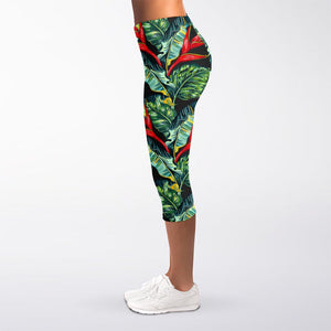 Banana Leaf Hawaiian Pattern Print Women's Capri Leggings