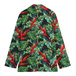 Banana Leaf Hawaiian Pattern Print Women's Cotton Blazer