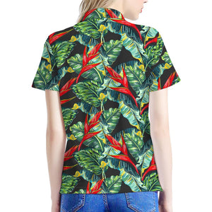 Banana Leaf Hawaiian Pattern Print Women's Polo Shirt