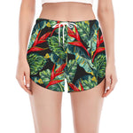 Banana Leaf Hawaiian Pattern Print Women's Split Running Shorts