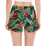 Banana Leaf Hawaiian Pattern Print Women's Split Running Shorts