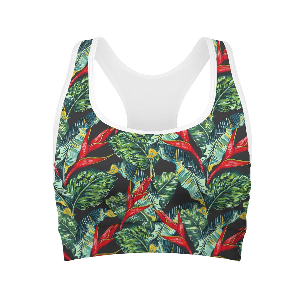 Banana Leaf Hawaiian Pattern Print Women's Sports Bra