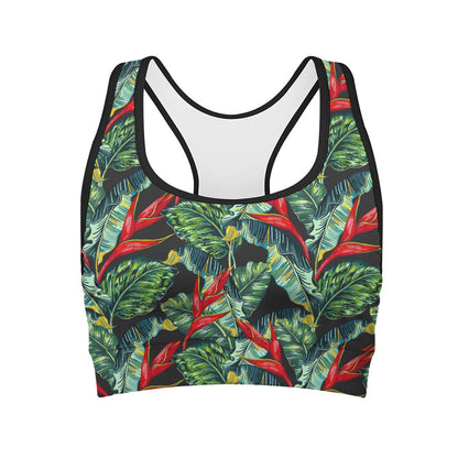 Banana Leaf Hawaiian Pattern Print Women's Sports Bra