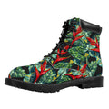 Banana Leaf Hawaiian Pattern Print Padded Collar Lace Up Boots