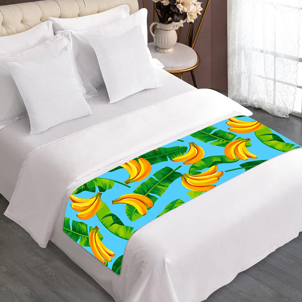 Banana Leaf Pattern Print Bed Runner