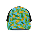 Banana Leaf Pattern Print Black Mesh Trucker Hat