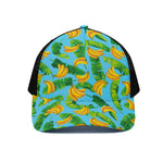 Banana Leaf Pattern Print Black Mesh Trucker Cap
