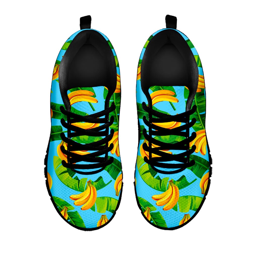 Banana Leaf Pattern Print Black Running Shoes