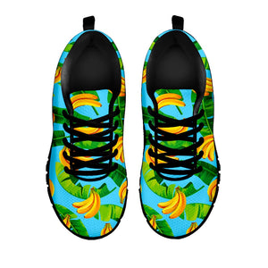 Banana Leaf Pattern Print Black Running Shoes