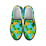 Banana Leaf Pattern Print Black Slip On Sneakers