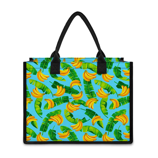 Banana Leaf Pattern Print Canvas Tote Bag