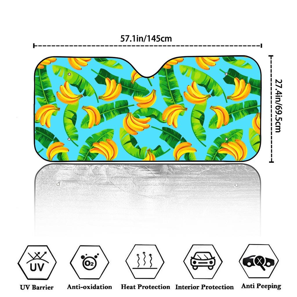 Banana Leaf Pattern Print Car Windshield Sun Shade