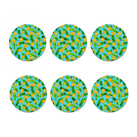 Banana Leaf Pattern Print Coaster Set