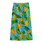 Banana Leaf Pattern Print Cotton Front Slit Maxi Skirt