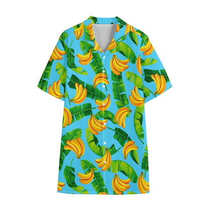 Banana Leaf Pattern Print Cotton Hawaiian Shirt