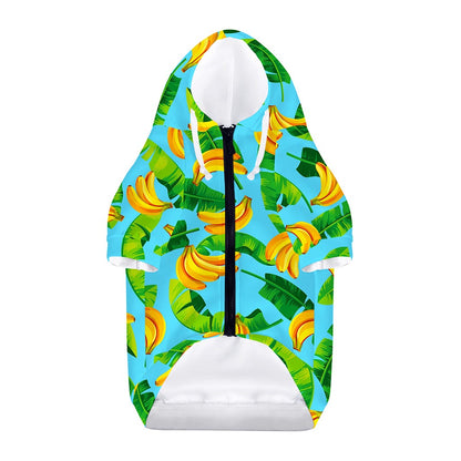 Banana Leaf Pattern Print Dog Zip Up Hoodie