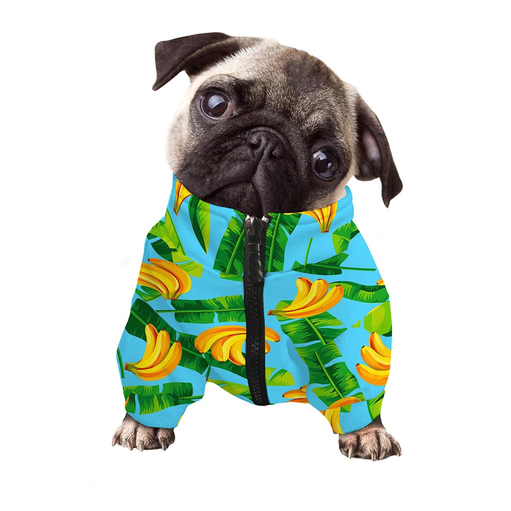 Banana Leaf Pattern Print Dog Zip Up Jacket