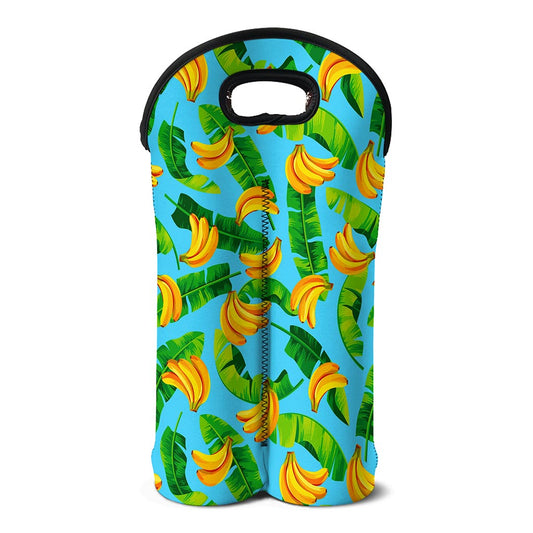 Banana Leaf Pattern Print Double Neoprene Wine Tote