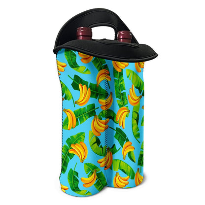Banana Leaf Pattern Print Double Neoprene Wine Tote