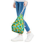 Banana Leaf Pattern Print Drawstring Bag