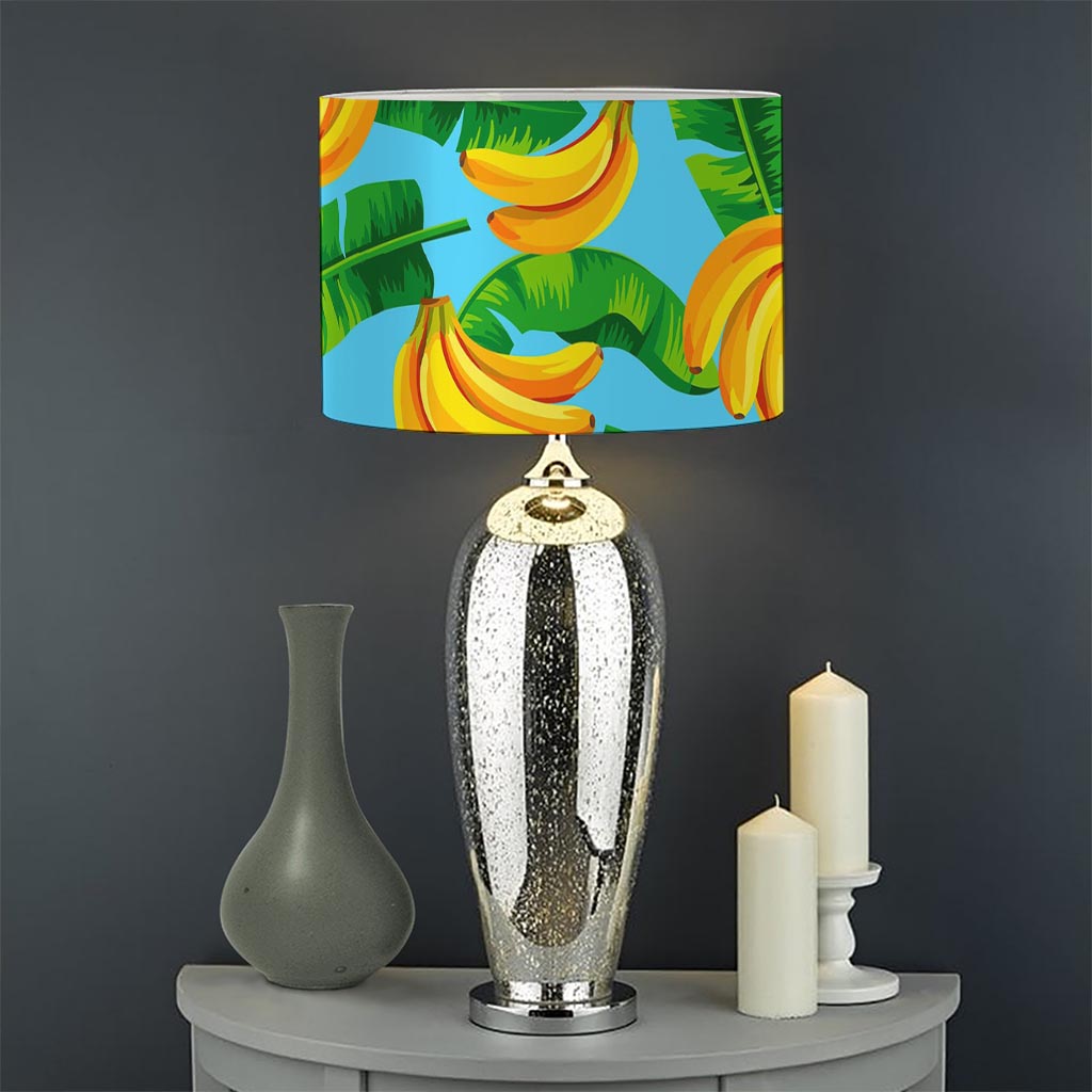 Banana Leaf Pattern Print Drum Lamp Shade