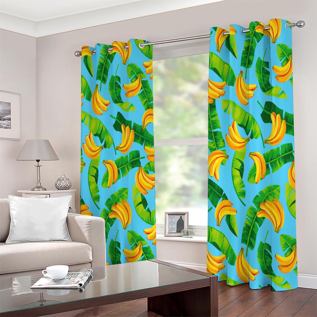 Banana Leaf Pattern Print Extra Wide Grommet Curtains