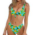 Banana Leaf Pattern Print Front Bow Tie Bikini