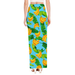 Banana Leaf Pattern Print High Slit Maxi Skirt